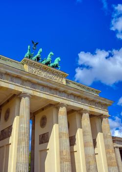 The Brandenburg Gate located in Pariser Platz in the city of Berlin, Germany.