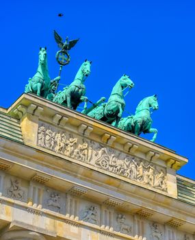 The Brandenburg Gate located in Pariser Platz in the city of Berlin, Germany.