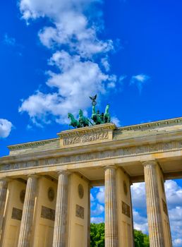 The Brandenburg Gate located in Pariser Platz in the city of Berlin, Germany.