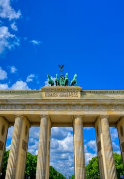 The Brandenburg Gate located in Pariser Platz in the city of Berlin, Germany.