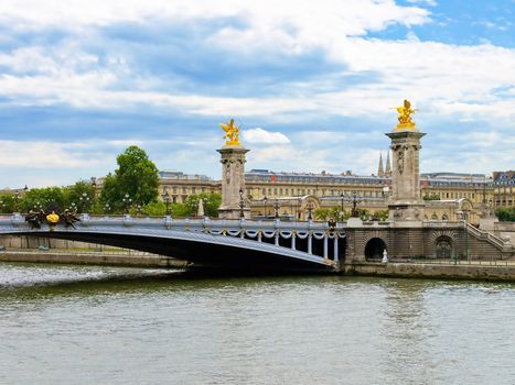 Paris view - Alexander the third bridge over river Seine in Paris, France.