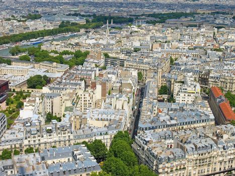 Aerial view of Paris with the Eiffel tower