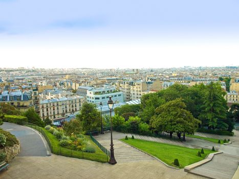 Cityscape from the top of Montmartre hill, Paris, France