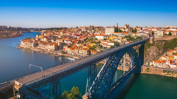 Porto, Portugal old town on the Douro River. Oporto panorama.