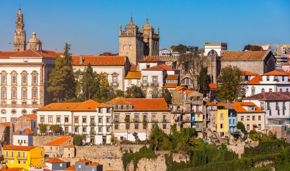 Porto, Portugal old town on the Douro River. Oporto panorama.
