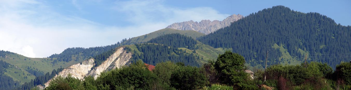 Beautiful panoramic landscape of Tien Shan mountains, Kazakhstan