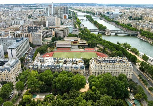 Aerial view of Paris with the Eiffel tower