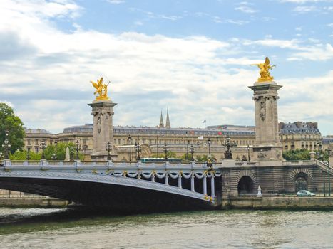 Paris view - Alexander the third bridge over river Seine in Paris, France.