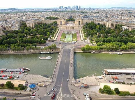 Aerial view of Paris with the Eiffel tower