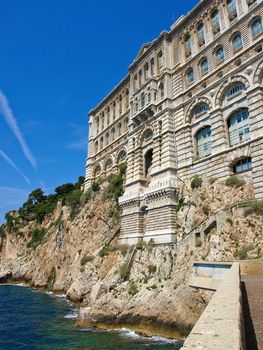 View from Monaco bay with Museum of Oceanology