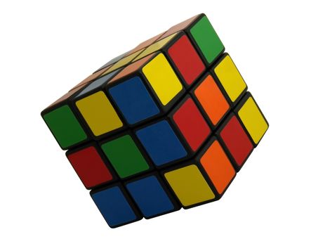 Puzzle cube with clipping path isolated over white background.