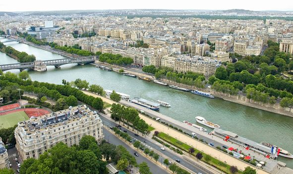 Aerial view of Paris with the Eiffel tower