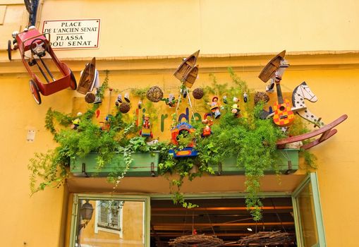 Entrance to toy store. Nice, France