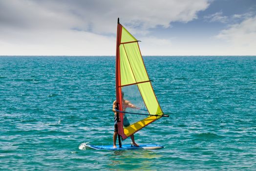 Windsurfing on the South of France, city Nice. 