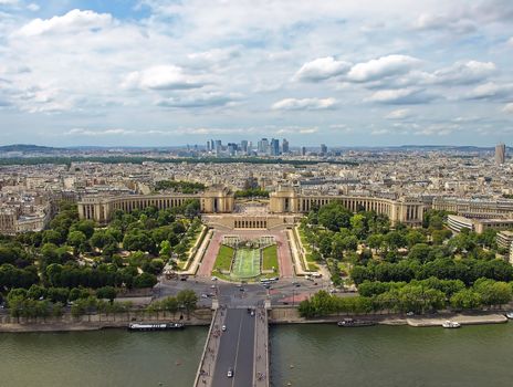 Aerial view of Paris with the Eiffel tower