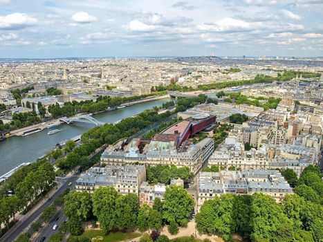 Aerial view of Paris with the Eiffel tower