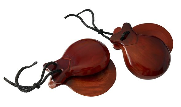Two Spanish Castanets isolated over white with clipping path
