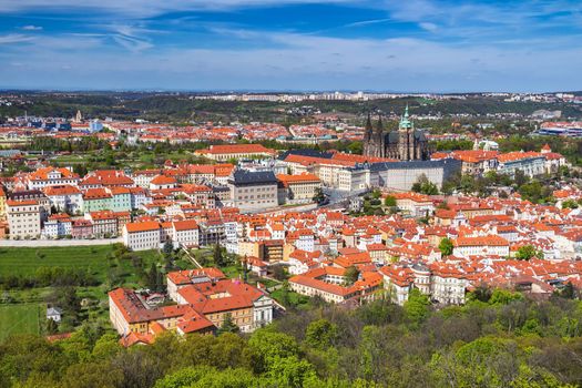 Prague Castle and Saint Vitus Cathedral, Czech Republic. Panoramic view