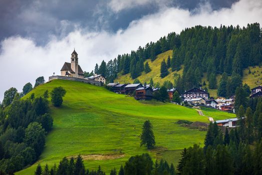 Imressive Dolomites mountains and traditional villages. North of Italy