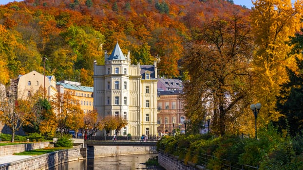 Autumn view of old town of Karlovy Vary (Carlsbad), Czech Republic, Europe