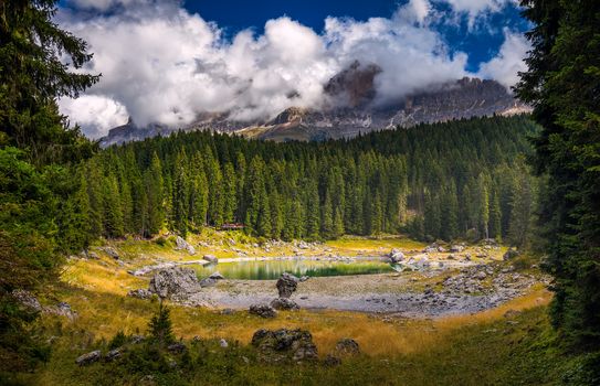 Karersee (Lago di Carezza), is a lake in the Dolomites in South Tyrol, Italy.