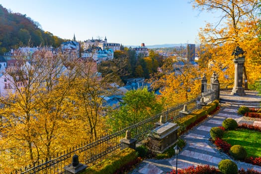Autumn view of old town of Karlovy Vary (Carlsbad), Czech Republic, Europe