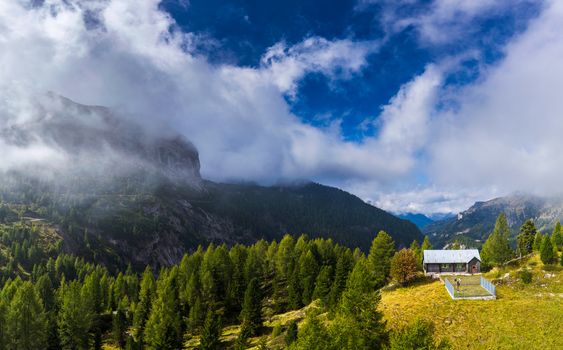 Great view of the National Park Dolomites (Dolomiti), famous location, Tyrol, Alp, Italy, Europe. Dramatic and picturesque scene. Beauty world.