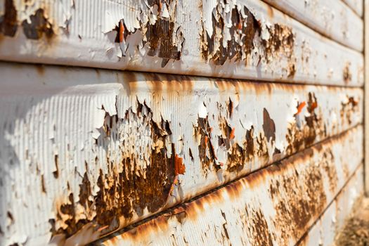 Rusty garage door. Vintage style. Ideal for backgrounds. Shallow depth of field.