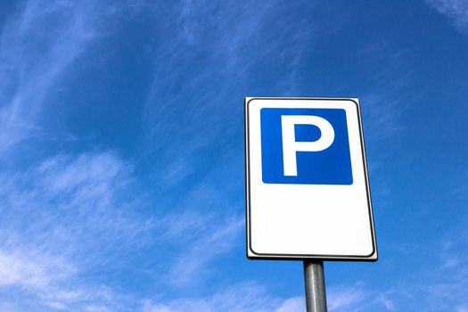 Signal public parking seen from below.