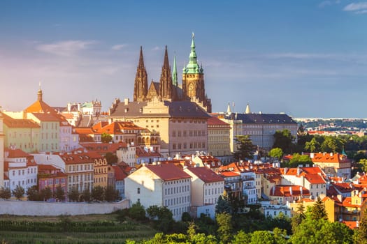 Prague Castle and Saint Vitus Cathedral, Czech Republic. Panoramic view