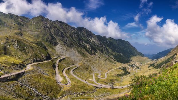 Transfagarasan pass in summer. Crossing Carpathian mountains in Romania, Transfagarasan is one of the most spectacular mountain roads in the world.