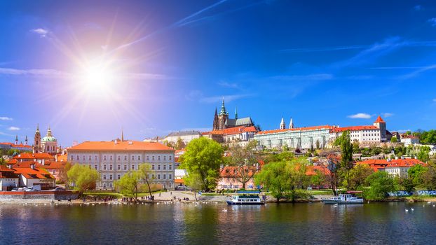 Prague Castle and Saint Vitus Cathedral, Czech Republic. Panoramic view