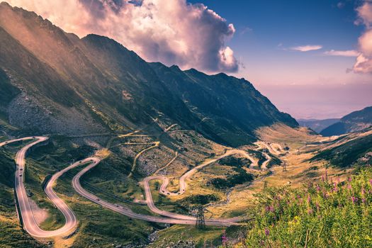 Transfagarasan pass in summer. Crossing Carpathian mountains in Romania, Transfagarasan is one of the most spectacular mountain roads in the world.