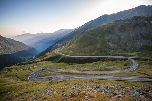 Transfagarasan pass in summer. Crossing Carpathian mountains in Romania, Transfagarasan is one of the most spectacular mountain roads in the world.