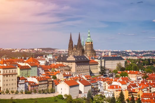 Prague Castle and Saint Vitus Cathedral, Czech Republic. Panoramic view
