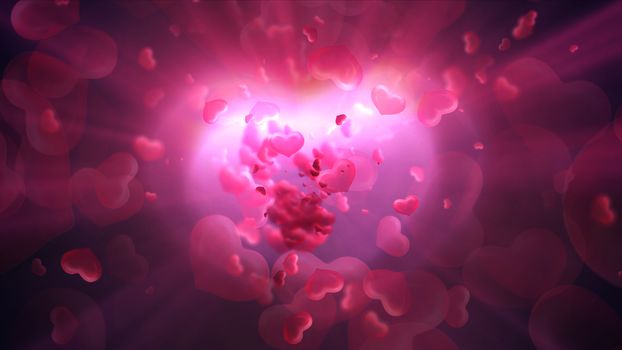 Hearts light shine Valentine's Day abstract background