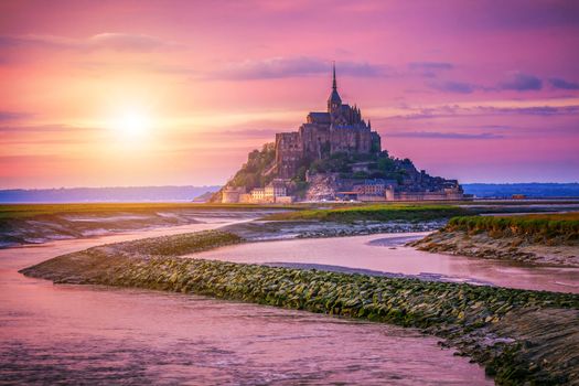 Magnificent Mont Saint Michel cathedral on the island, Normandy, Northern France, Europe