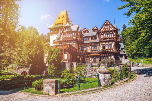 Pelisor castle, Sinaia, Romania. View of famous Pelisor castle situated next to the Peles castle near romanian city Sinaia.
