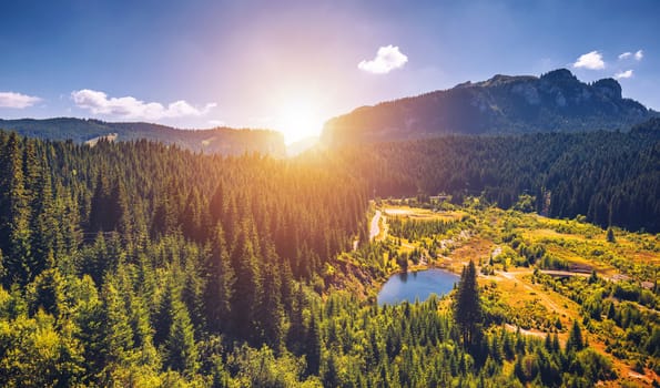 Beautiful landscape of Carpathian Mountains in Bucegi, Bolboci, Sinaia, Romania