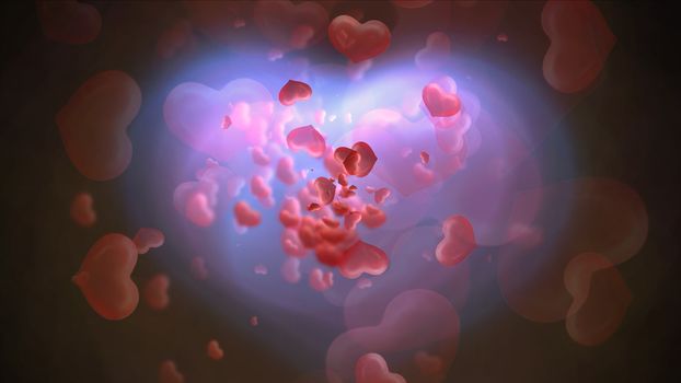 Hearts light shine Valentine's Day abstract background