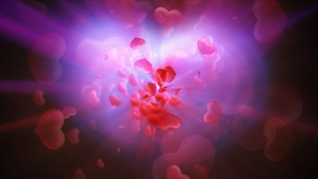 Hearts light shine Valentine's Day abstract background