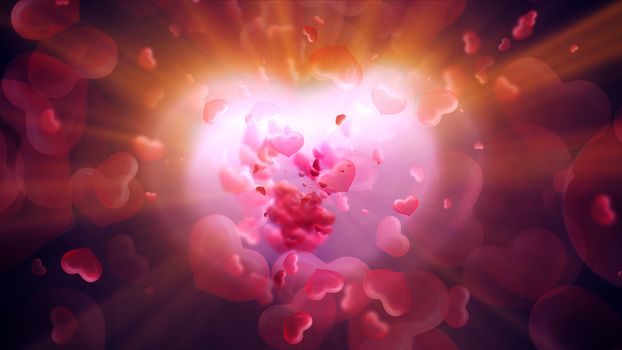 Hearts light shine Valentine's Day abstract background