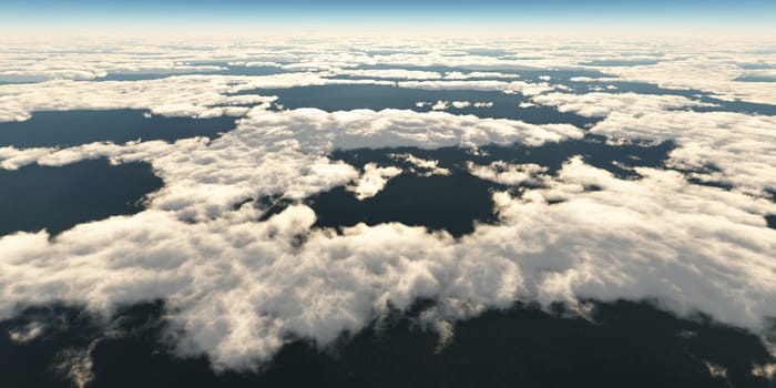 above clouds sun ray light, 3d rendering