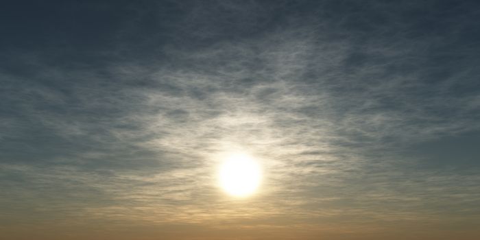 sunrise with clouds, light and rays in sky