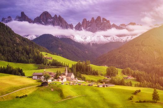 Santa Maddalena/Santa Magdalena and Dolomites range, Funes, South Tyrol, Italy