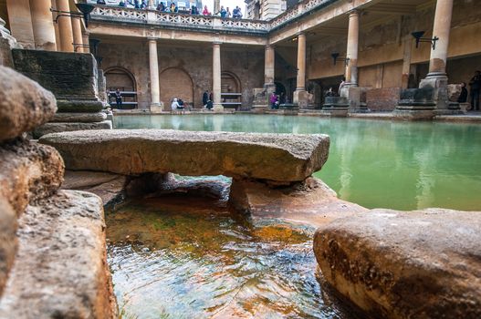 low angle of historic roman bath