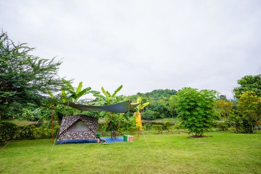 Camping and tent in nature park