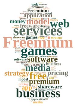 Illustration with word cloud on the Freemium system.