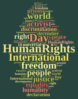 Word cloud illustration with International Human Rights Day.