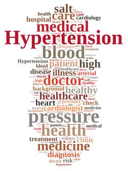 Illustration with word cloud about hypertension